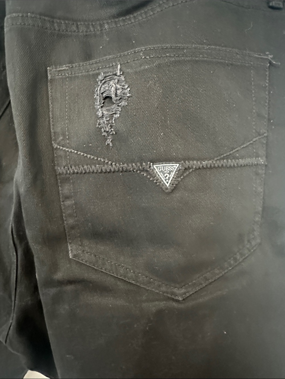 Guess Black Distressed Jean Shorts - Picture 6 of 7